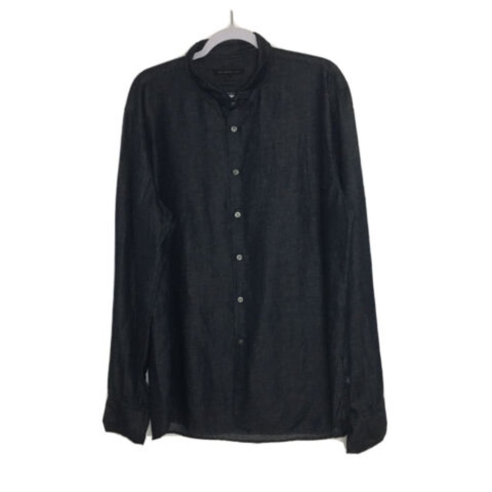 John Varvatos Star USA Indigo Linen Blend Button Up Shirt XL